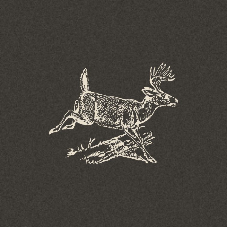 Whitetail tee — pepper tee with leaping buck engraving