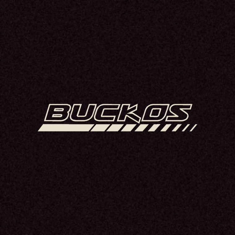 Team logo tee — black tee with BUCKOS speed-dash logo